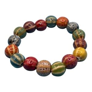 Beautiful Multicolor Stretchy Ceramic Beaded Bracelet